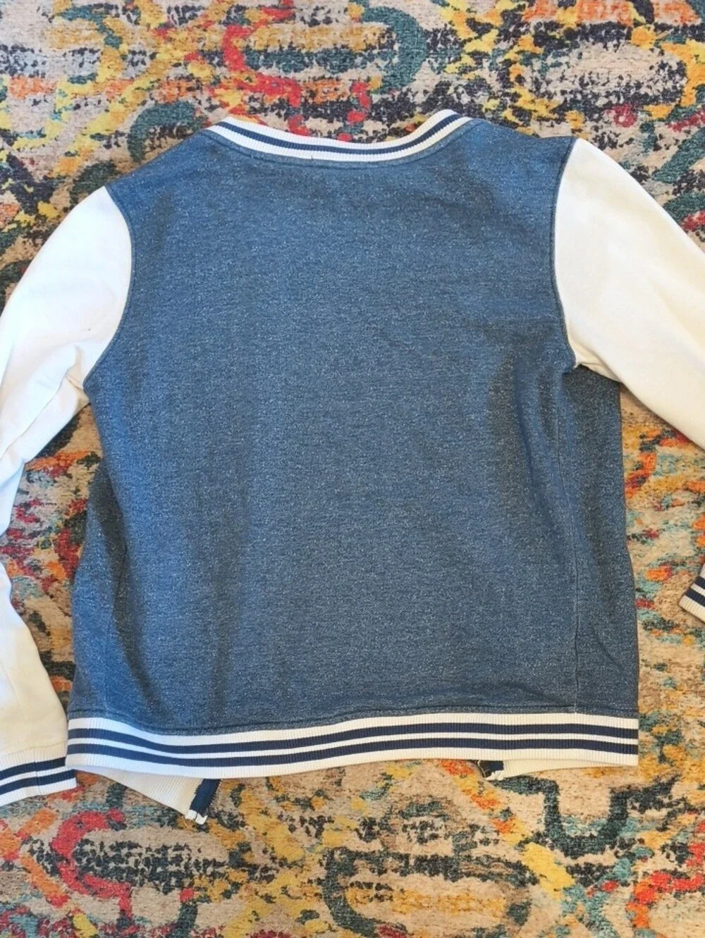 Forever 21 Kids Blue and White Bomber Jacket
